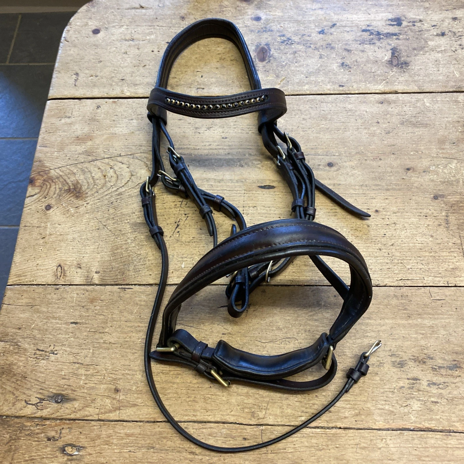 Kate Negus Crank Cavesson Bridle Brown Horse Cob No Reins