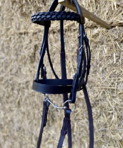 HUNTER BRIDLE WITH PLAITED BROWBAND & MATCHING RUBBER REINS, HUNT *FREE POSTAGE*
