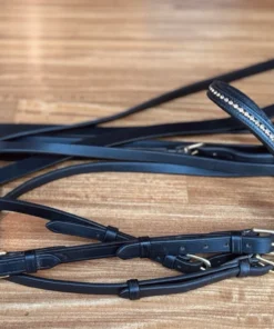 Jerry’s/Otto Schumacher Dressage Bridle Black Brass Full Size W/Reins Beautiful