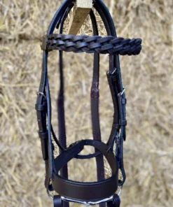 HUNTER BRIDLE WITH PLAITED BROWBAND & MATCHING RUBBER REINS, HUNT *FREE POSTAGE*